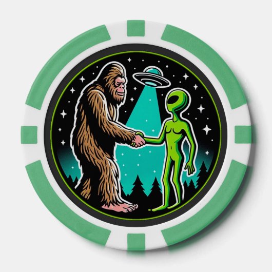 Bigfoot Alien Alliance - Grappige Scifi Cryptid Poker Chips (Voorkant)