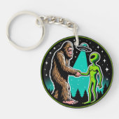 Bigfoot Alien Alliance - Grappige Scifi Cryptid Sleutelhanger (Voorkant)