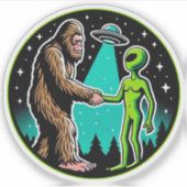 Bigfoot Alien Alliance - Grappige Scifi Cryptid Sticker (Voorkant)