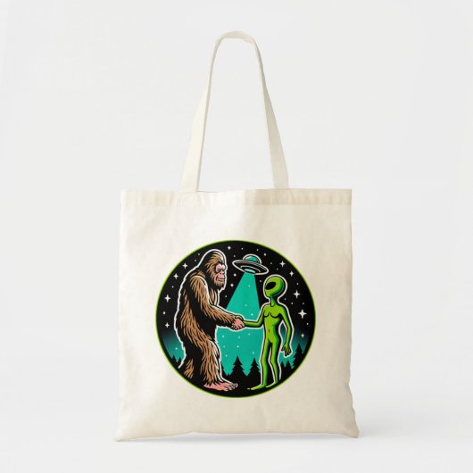 Bigfoot Alien Alliance - Grappige Scifi Cryptid Tote Bag (Voorkant)