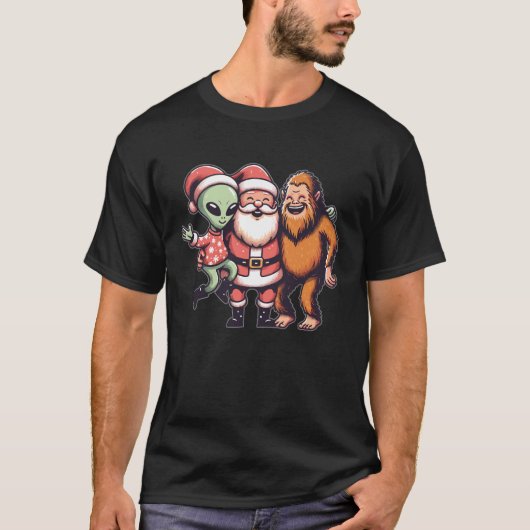 Bigfoot Alien en Sinterklaas Gelovige Schattige Ch T-shirt (Voorkant)