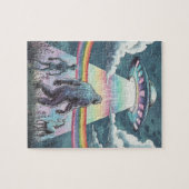 Bigfoot, Alien en Unicorn met een UFO Legpuzzel (Horizontaal)