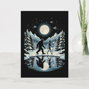 Bigfoot Alien Kerstkaart Kaart