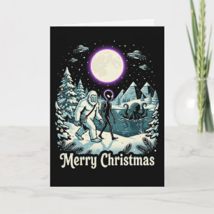 Bigfoot Alien Kerstmis Cryptid Vakantie Mysterie C Kaart