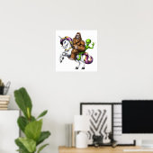 Bigfoot Alien Riding Eenhoorn Poster (Thuiskantoor)