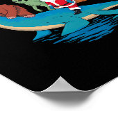 Bigfoot Alien Santa Claus Riding Dinosaur Kerstmis Poster (Hoek)