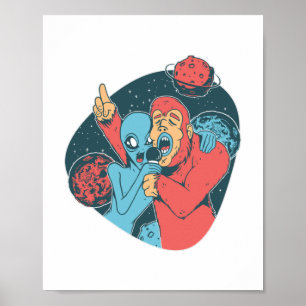 Bigfoot Alien Sasquatch Funny Camping Gift Poster