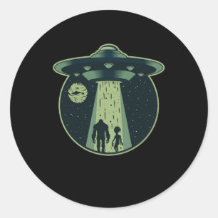 Bigfoot Alien Sasquatch UFO Abduction Aliens Gift Ronde Sticker