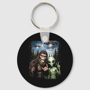 Bigfoot Alien Selfie Rock On Vredesteken Grappige Sleutelhanger