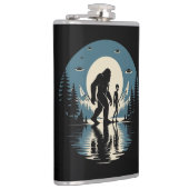 Bigfoot Alien UFO Cryptid Lederen Flask Heupfles (Rechts)