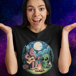 Bigfoot Alien UFO Cryptid Ontmoeting Paranormaal Tri-Blend Shirt