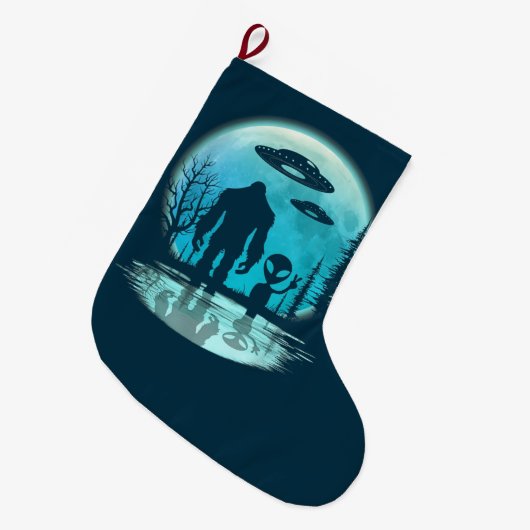Bigfoot Alien UFO Disclosure Conspiracy Gift Grote Kerstsok (Voorkant (Hangend))