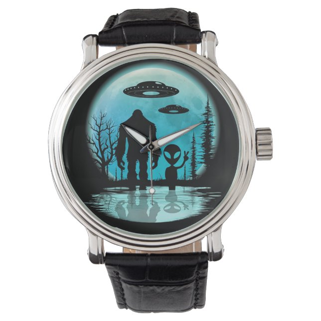 Bigfoot Alien UFO Disclosure Conspiracy Gift Horloge (Voorkant)