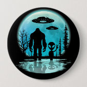 Bigfoot Alien UFO Disclosure Conspiracy Gift Ronde Button 4,0 Cm (Voorkant)
