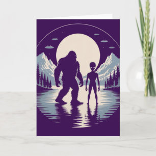 Bigfoot Alien UFO Paranormale Ontmoetingsgroet Feestdagen Kaart