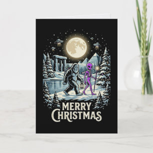 Bigfoot Alien UFO Piramide Kerstkaart Cryptid Kaart