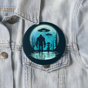Bigfoot Alien UFO Ronde Button 4,0 Cm