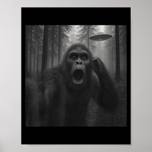 Bigfoot Alien Ufo Selfie Grappige Sasquatch Meme M Poster
