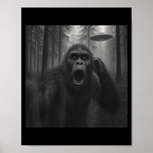 Bigfoot Alien Ufo Selfie Grappige Sasquatch Meme M Poster (Voorkant)