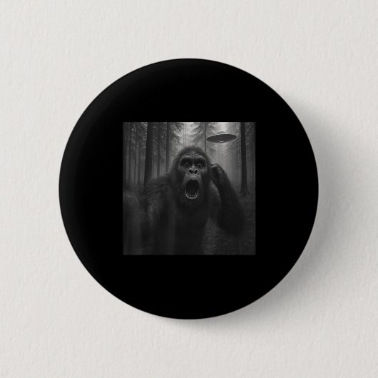 Bigfoot Alien Ufo Selfie Grappige Sasquatch Meme M Ronde Button 5,7 Cm (Voorkant)