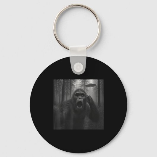 Bigfoot Alien Ufo Selfie Grappige Sasquatch Meme M Sleutelhanger (Voorkant)