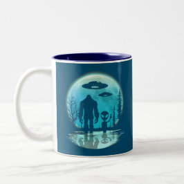 Bigfoot Alien UFO Tweekleurige Koffiemok