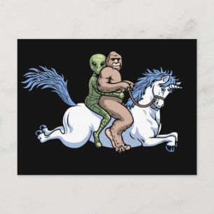 Bigfoot, Alien, Unicorn Briefkaart