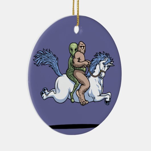 Bigfoot, Alien, Unicorn Keramisch Ornament (Rechts)