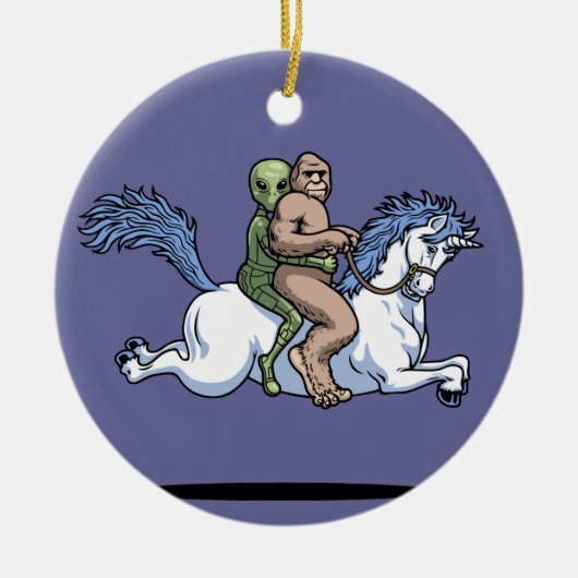 Bigfoot, Alien, Unicorn Keramisch Ornament (Voorkant)