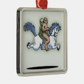Bigfoot, Alien, Unicorn Metalen Ornament (Rechts)