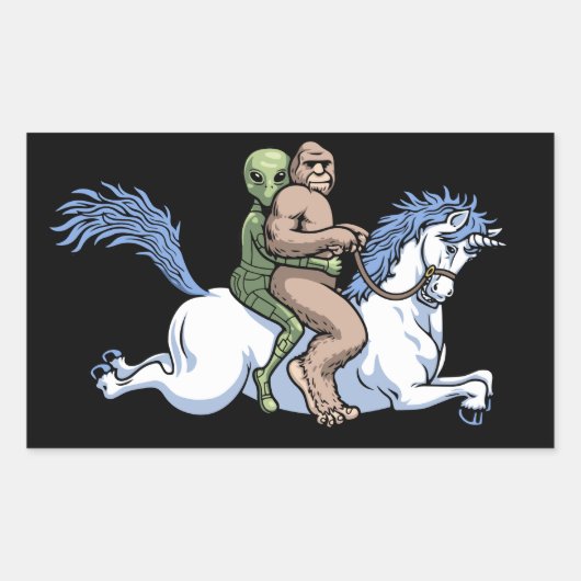 Bigfoot, Alien, Unicorn Rechthoekige Sticker (Voorkant)