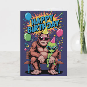 Bigfoot Alien Verjaardagskaart Grappige Cryptid UF Kaart