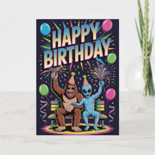 Bigfoot Alien Verjaardagskaart Grappige Cryptid UF Kaart