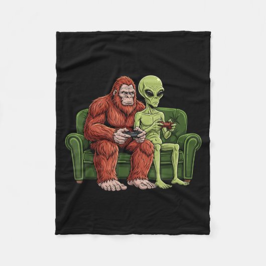 Bigfoot Alien Video Games Gaming Sasquatch Ufo Men Fleece Deken (Voorkant)