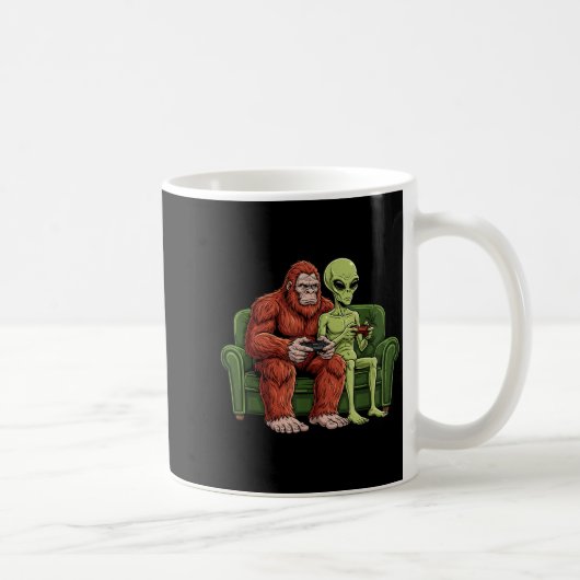 Bigfoot Alien Video Games Gaming Sasquatch Ufo Men Koffiemok (Rechts)