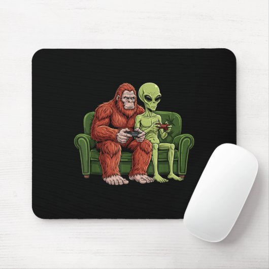 Bigfoot Alien Video Games Gaming Sasquatch Ufo Men Muismat (Met muis)