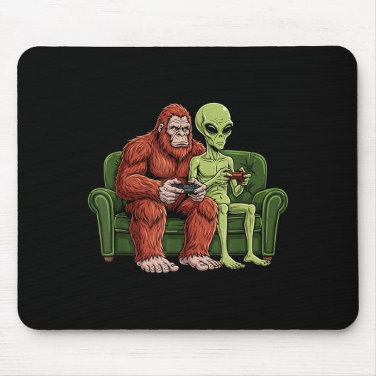 Bigfoot Alien Video Games Gaming Sasquatch Ufo Men Muismat (Voorkant)