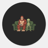 Bigfoot Alien Video Games Gaming Sasquatch Ufo Men Ronde Sticker (Voorkant)