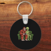 Bigfoot Alien Video Games Gaming Sasquatch Ufo Men Sleutelhanger (Voorkant)