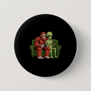 Bigfoot Alien Videogames Gamen Sasquatch Ufo Manne Ronde Button 5,7 Cm