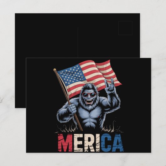 Bigfoot America Rock Amerikaanse Vlag Patriottisch Briefkaart (Voorkant / Achterkant)