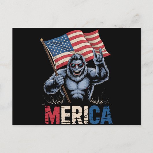 Bigfoot America Rock Amerikaanse Vlag Patriottisch Briefkaart (Voorkant)