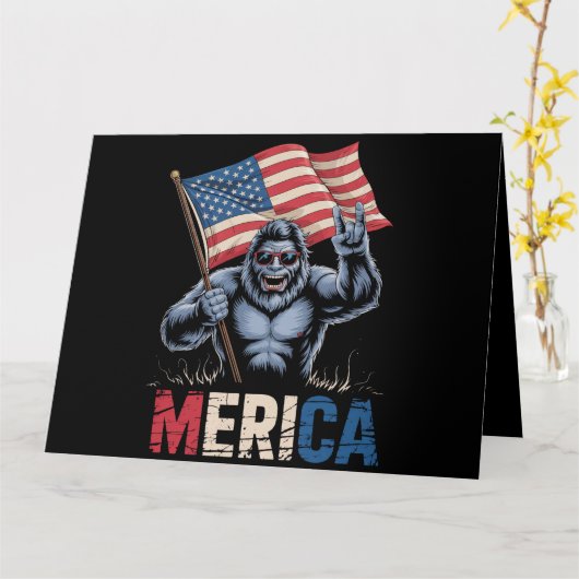 Bigfoot America Rock Amerikaanse Vlag Patriottisch Kaart (Gele Bloem)