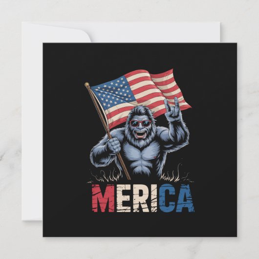 Bigfoot America Rock Amerikaanse Vlag Patriottisch Kaart (Voorkant)