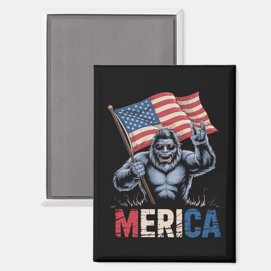 Bigfoot America Rock Amerikaanse Vlag Patriottisch Magneet (Voorkant / Achterkant)