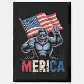 Bigfoot America Rock Amerikaanse Vlag Patriottisch Magneet (Voorkant)