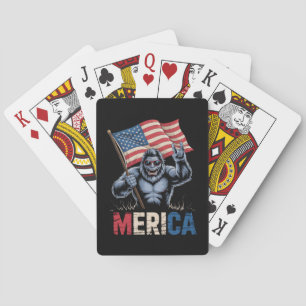 Bigfoot America Rock Amerikaanse Vlag Patriottisch Pokerkaarten
