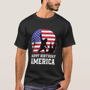 Bigfoot America Rock op de Amerikaanse vlag Patrio T-shirt