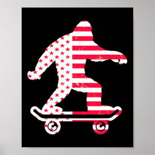 Bigfoot America Vlag Skateboarders Skateboarden Poster