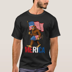 Bigfoot America Vuurwerk Amerikaanse Vlag Patriott T-shirt